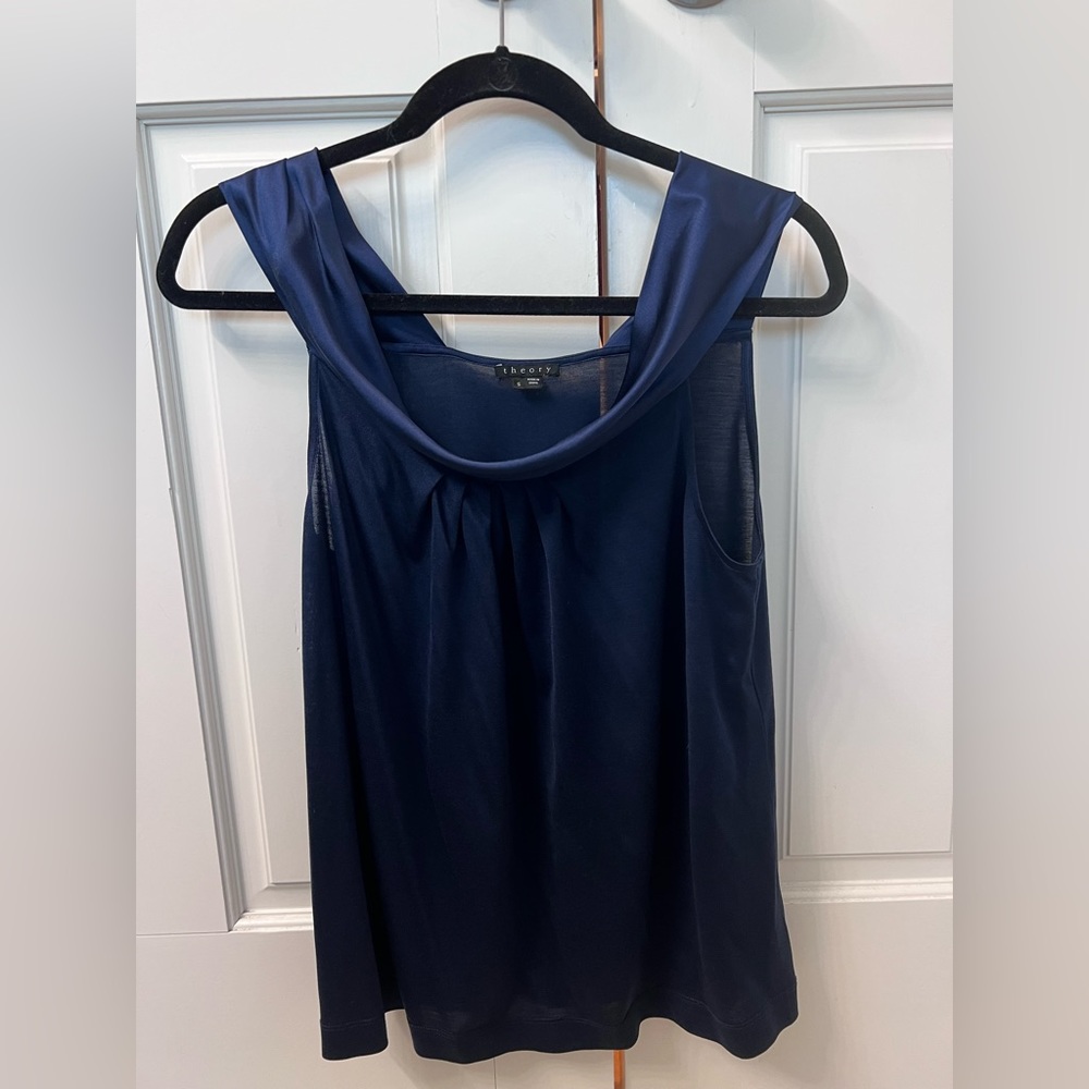 Theory silk cowl neck tank top